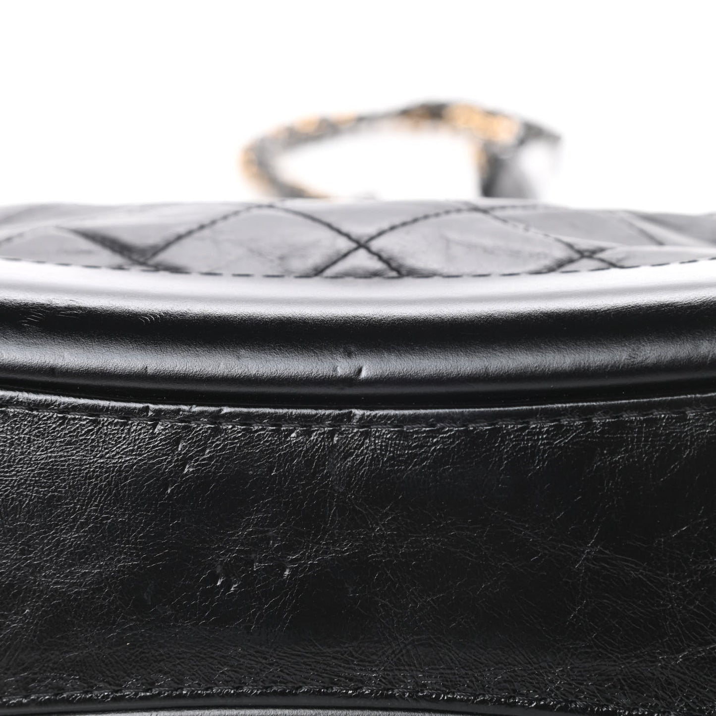 Aged Calfskin Quilted Small Gabrielle Hobo Black