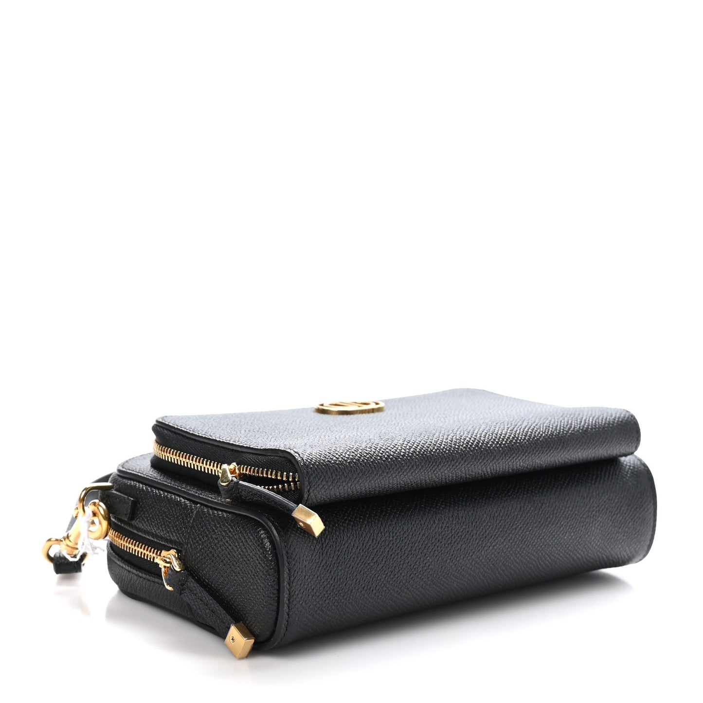 Grained Calfskin Caro Double Pouch Black