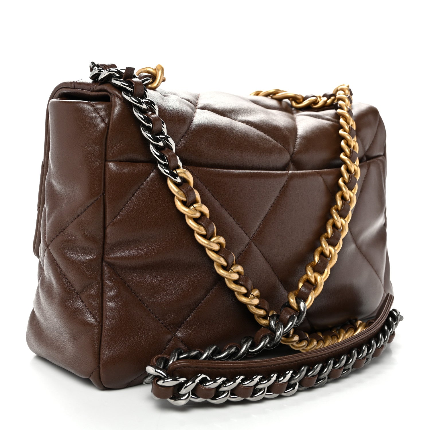 Chanel Lambskin Quilted Large Chanel 19 Flap Dark Brown 1890493