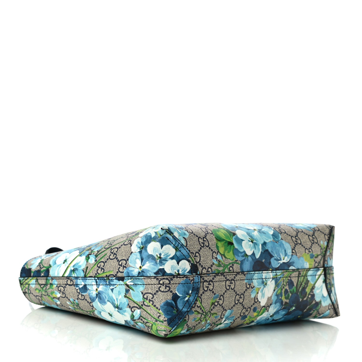 Gucci GG Supreme Monogram Blooms Small Reversible Tote Beige Blue Navy 3 of 17