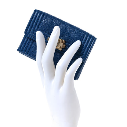 Chanel Caviar Quilted Small Boy Flap Wallet Blue 2 of 8