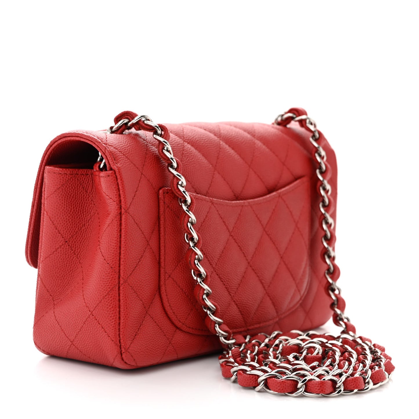Caviar Quilted Mini Rectangular Flap Red