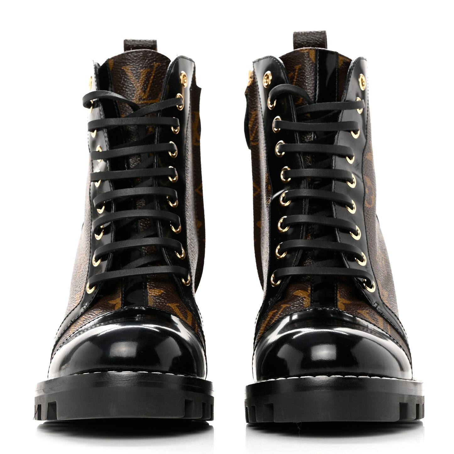 Patent Calfskin Monogram Star Trail Ankle Boots 37.5 Black
