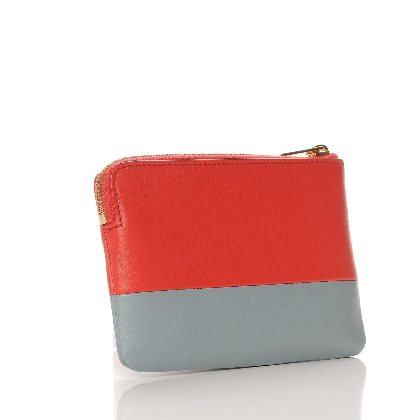 Lambskin Bi-Color Solo Coin Card Case Poppy Cloud