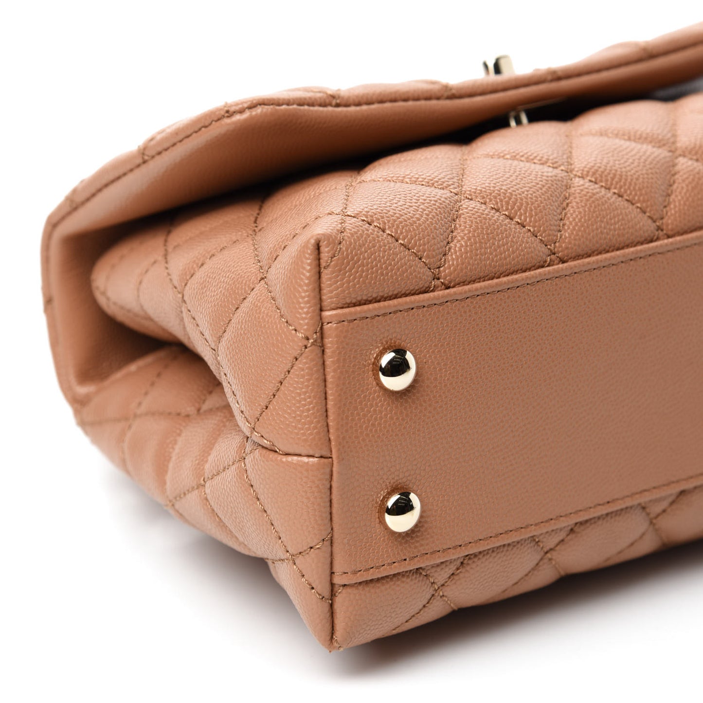 Caviar Quilted Lizard Embossed Mini Coco Handle Flap Brown