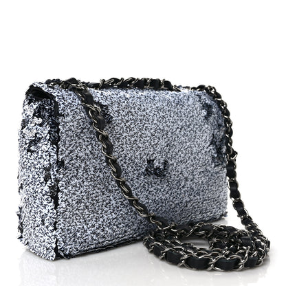 Chanel Sequin CC Logo Small Single Flap White Black 3 of 8