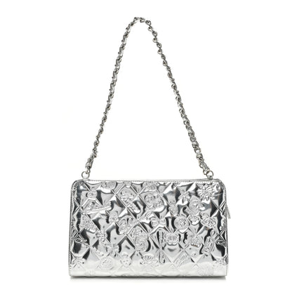 Chanel Metallic Patent Calfskin Lucky Symbols Pochette Silver 1 of 19