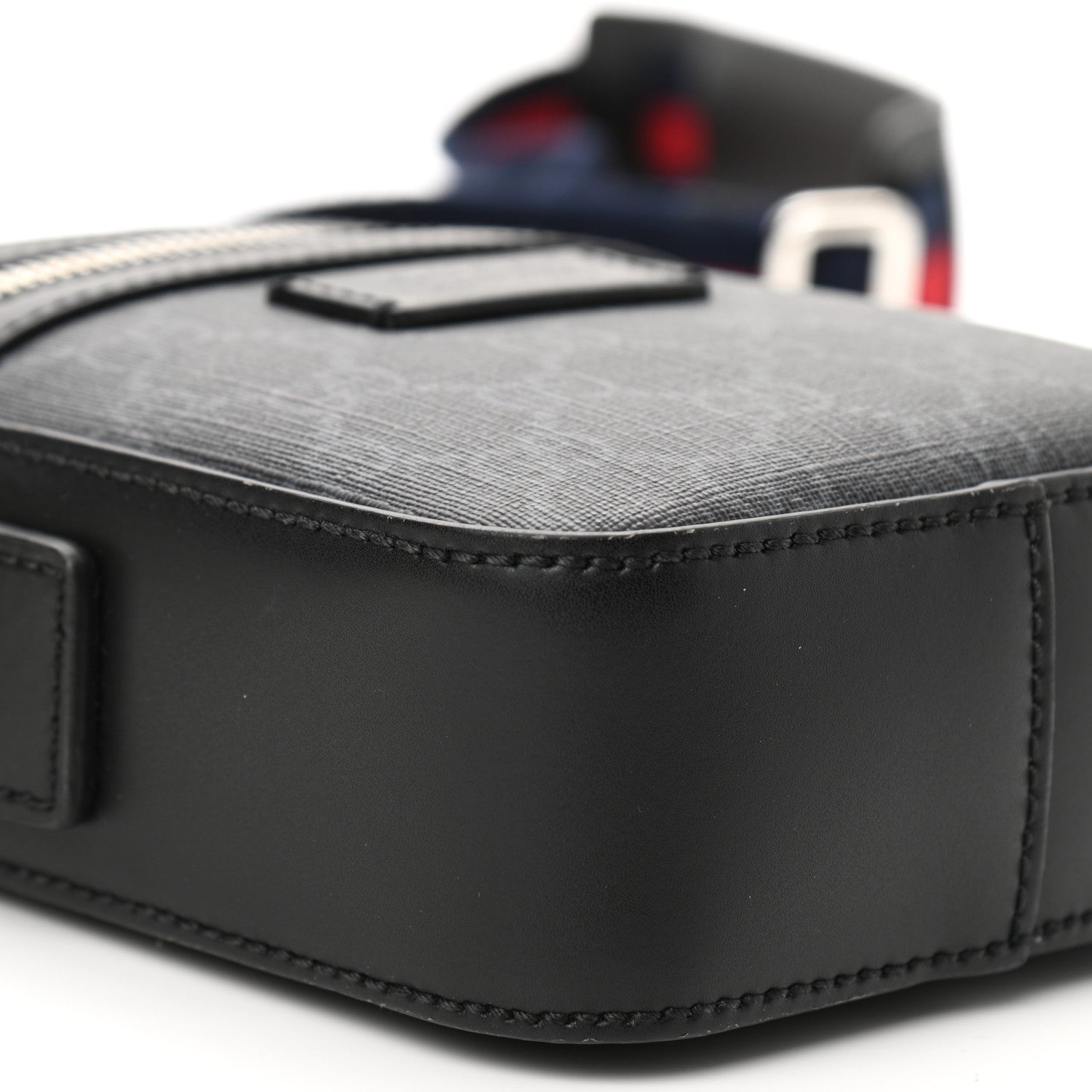 Gucci GG Supreme Monogram Appia Calfskin Web Small Camera Messenger Bag Black Grey 9 of 10