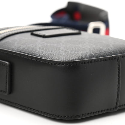 Gucci GG Supreme Monogram Appia Calfskin Web Small Camera Messenger Bag Black Grey 9 of 10
