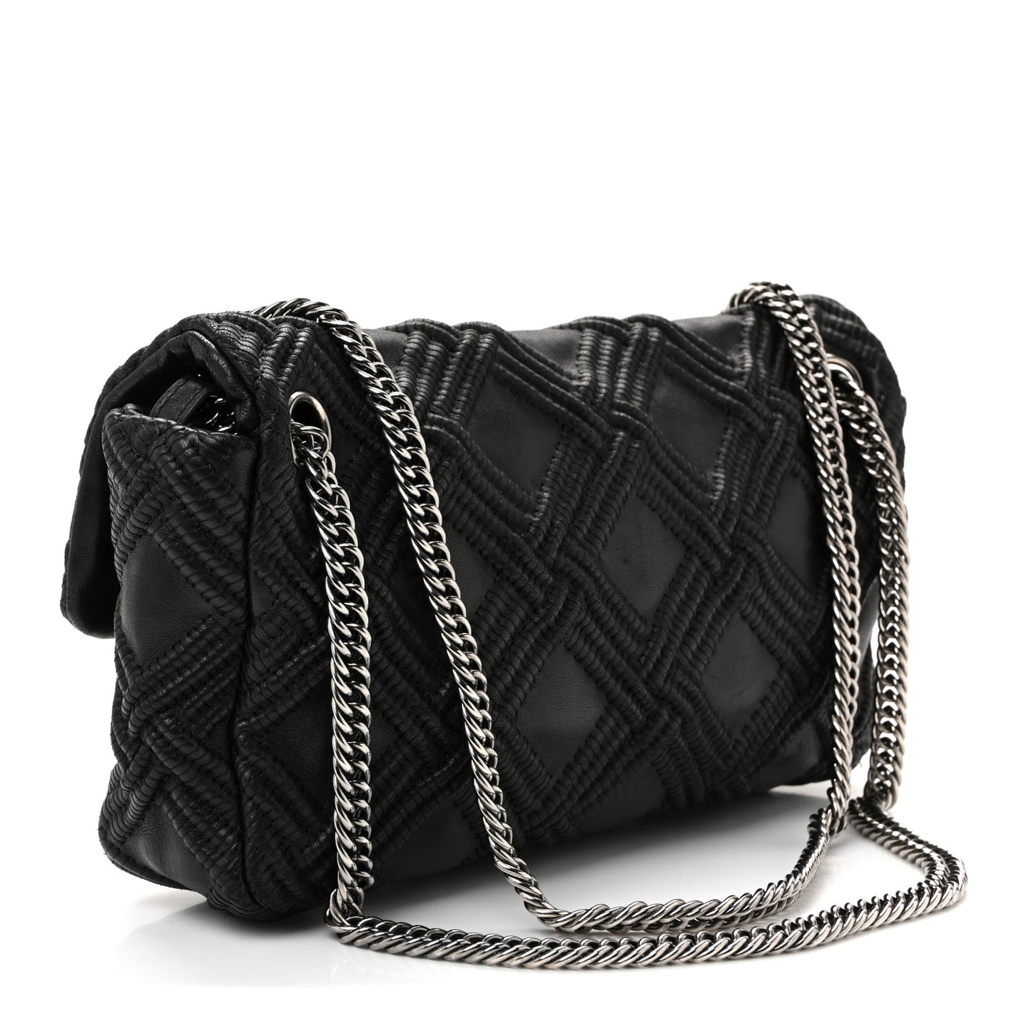 Lambskin Stitch Small Walk Of Fame Rectangular Flap Black