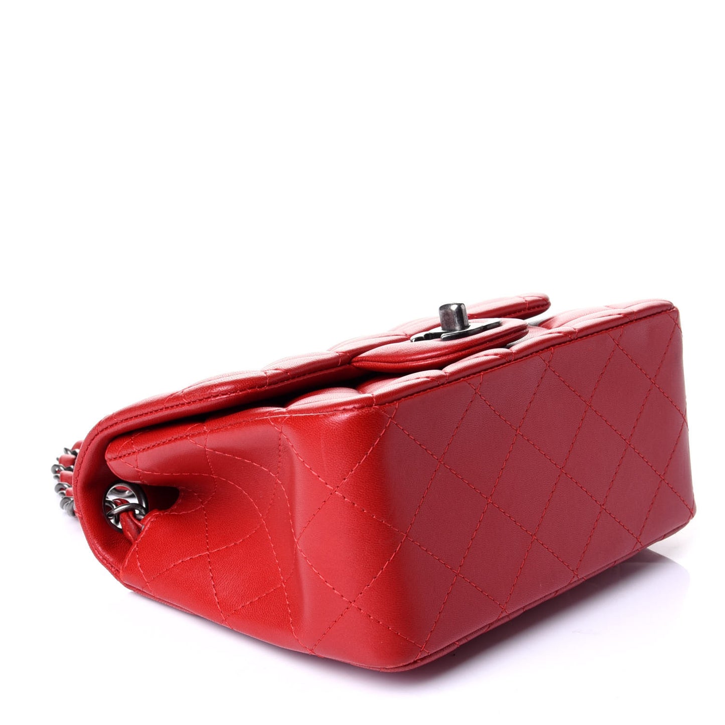 Lambskin Quilted Mini Square Flap Red