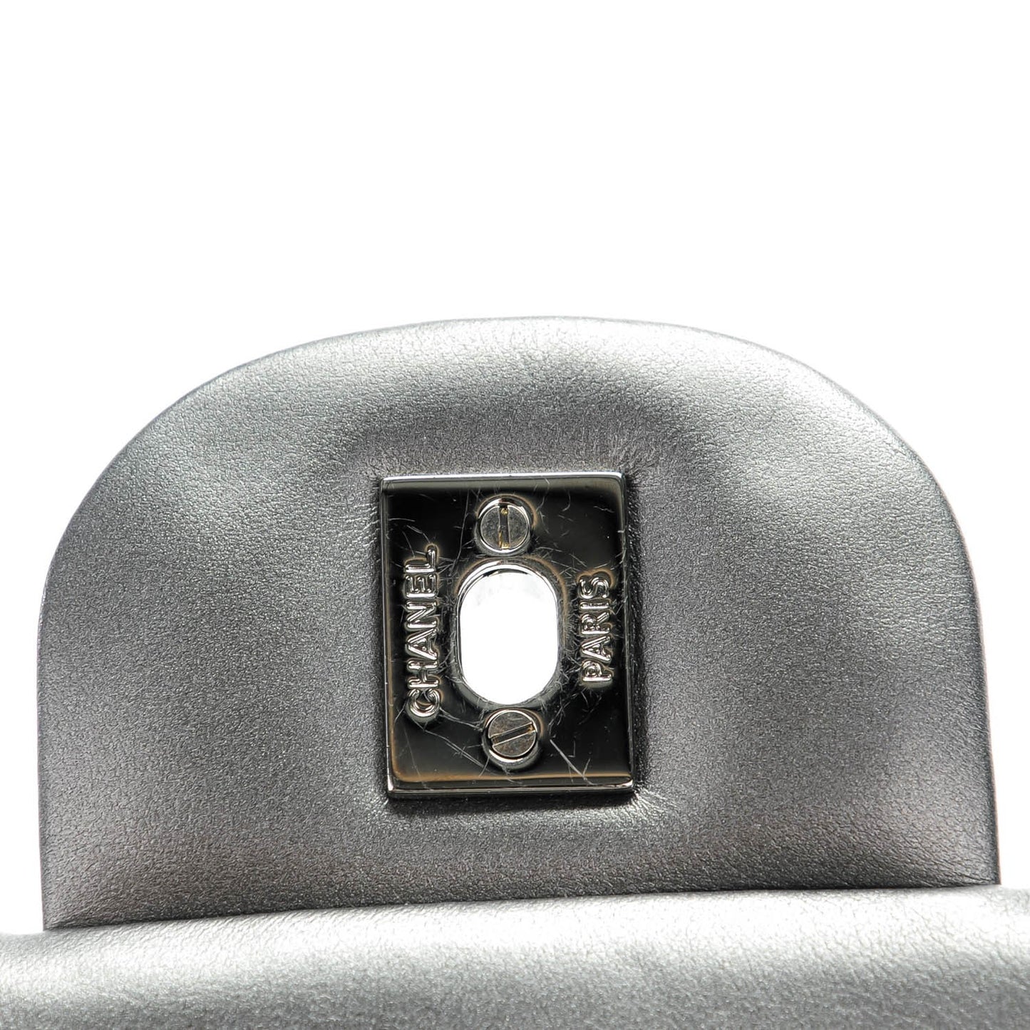 Metallic Lambskin Quilted Jumbo Double Flap Charcoal Grey
