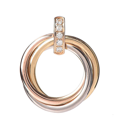 Cartier 18K Pink Yellow White Gold Diamond Trinity Pendant 1 of 3