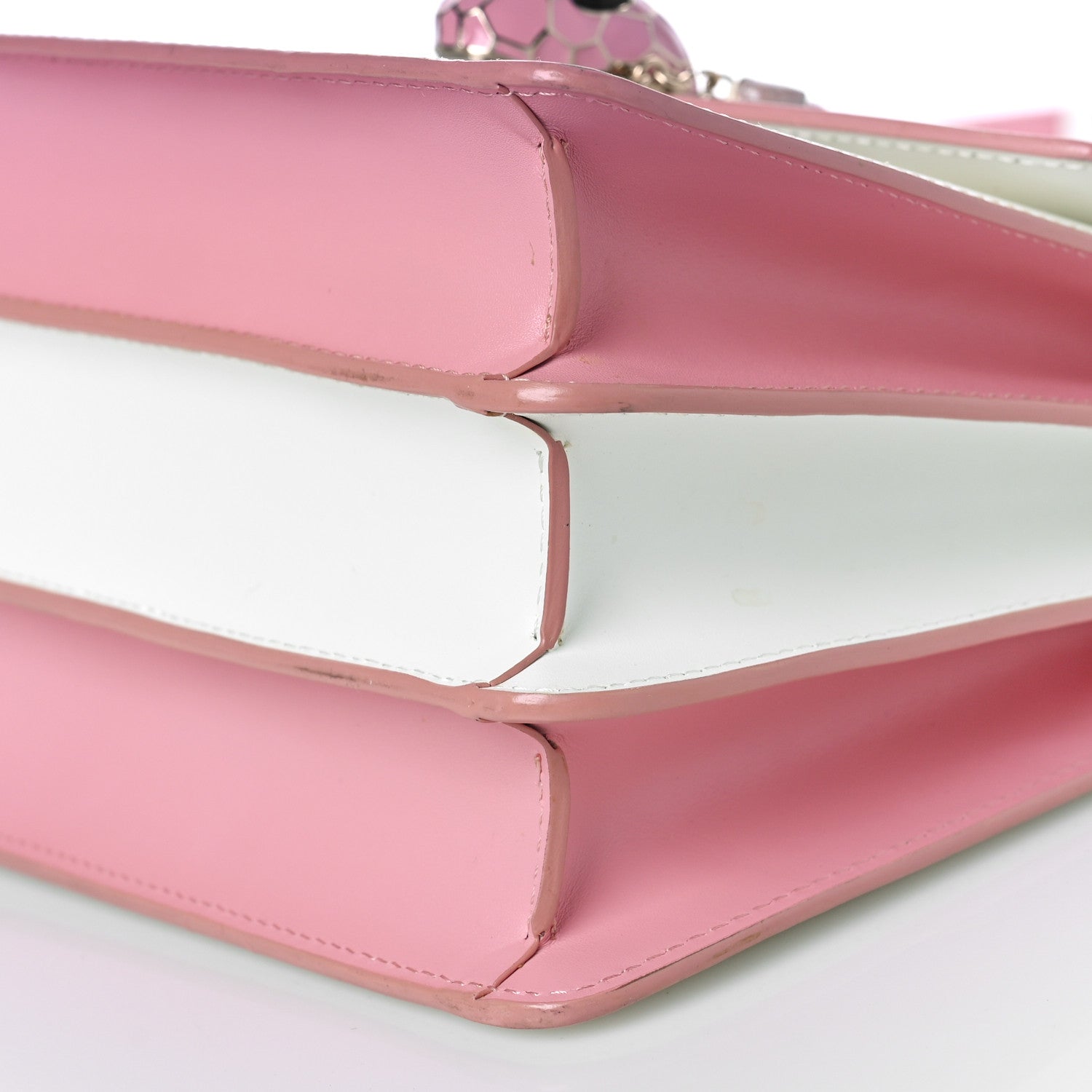 Bulgari Calfskin Serpenti Forever Top Handle White Pink 6 of 7