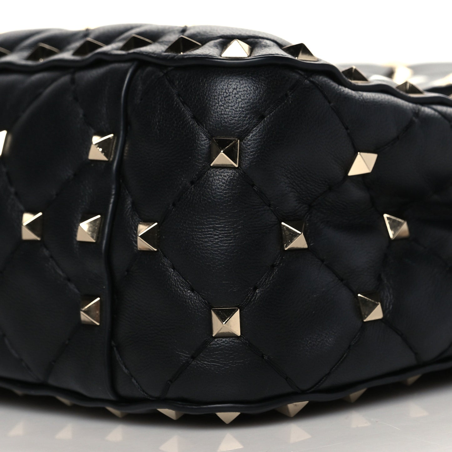 Lambskin VLTN Print Medium Rockstud Spike Shoulder Bag Black