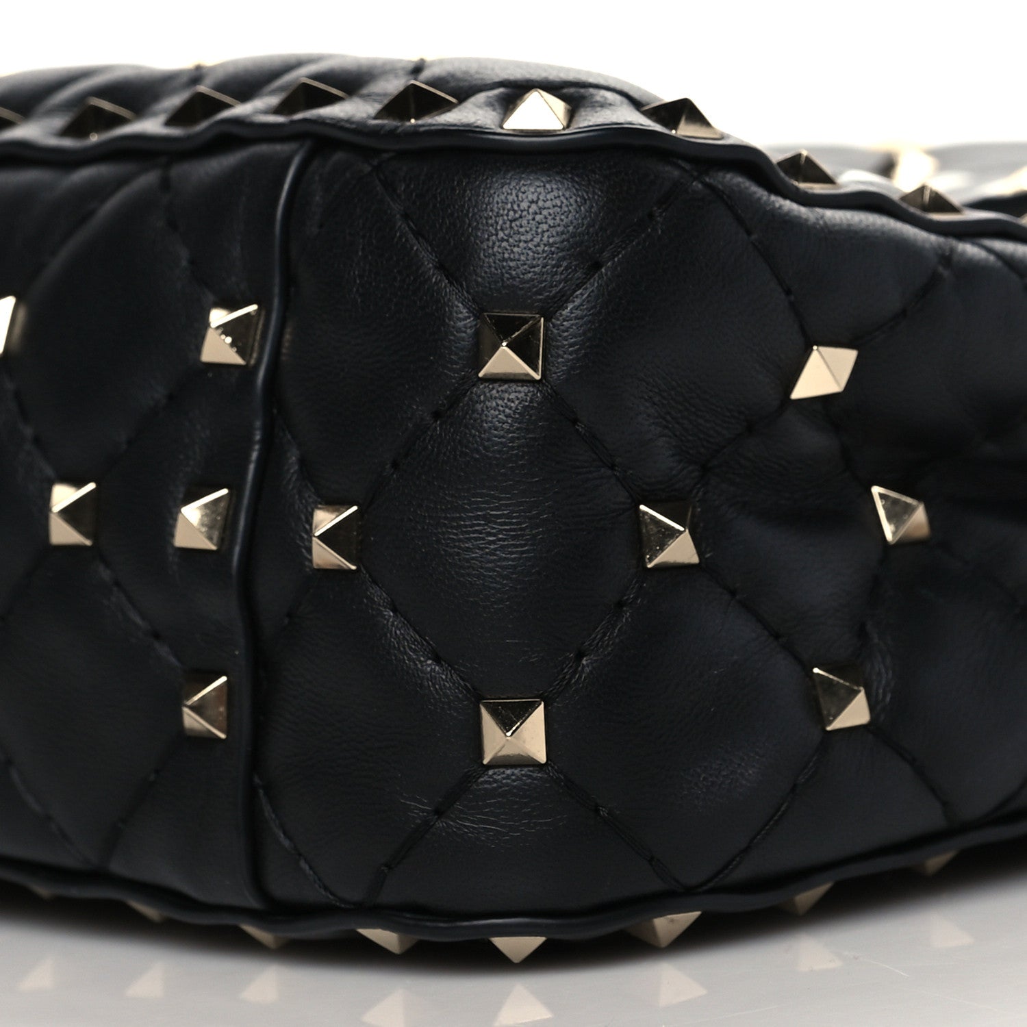 Valentino Garavani Lambskin VLTN Print Medium Rockstud Spike Shoulder Bag Black 9 of 9