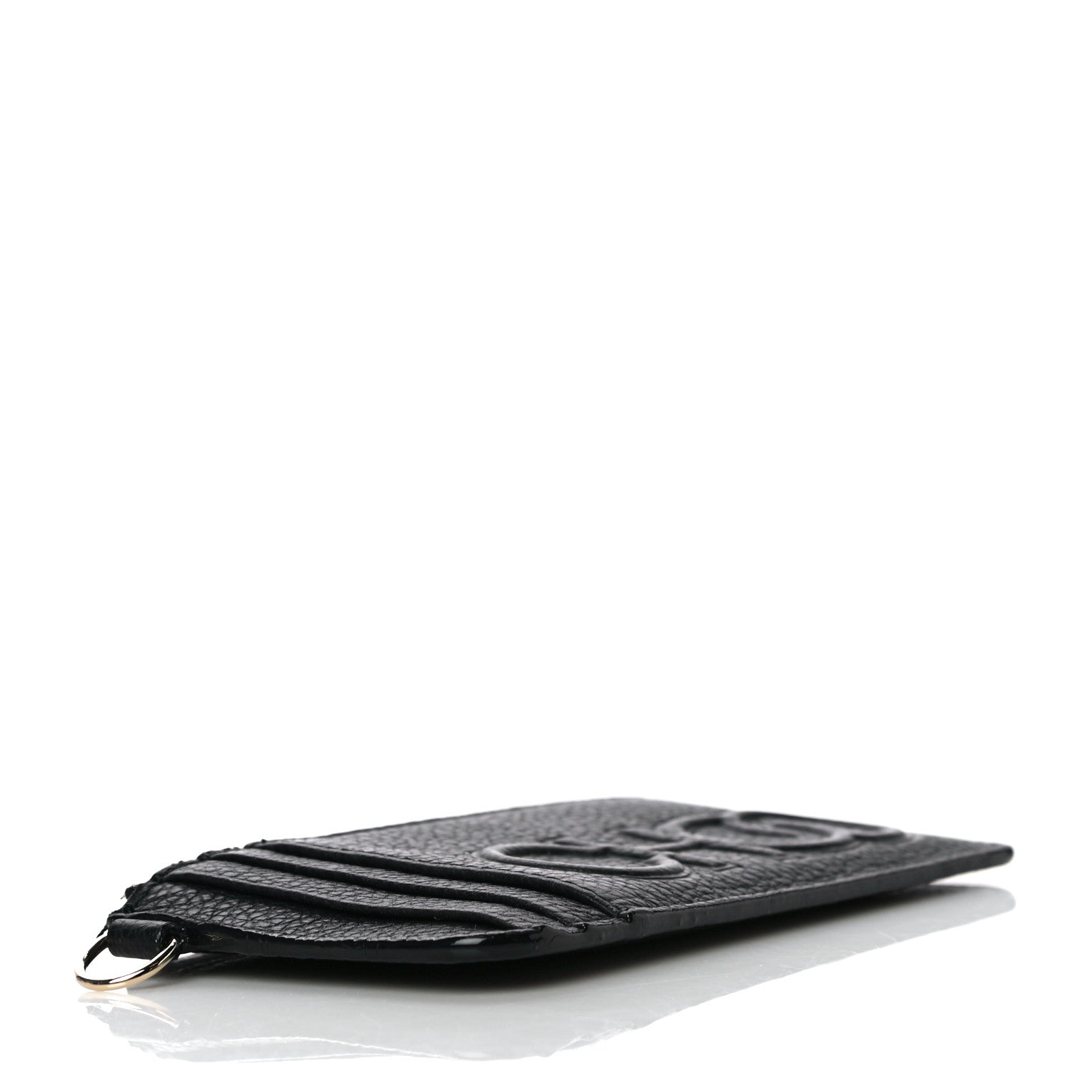 Jimmy Choo Calfskin Logo Embossed Card Holder On Chain Black 4 of 11