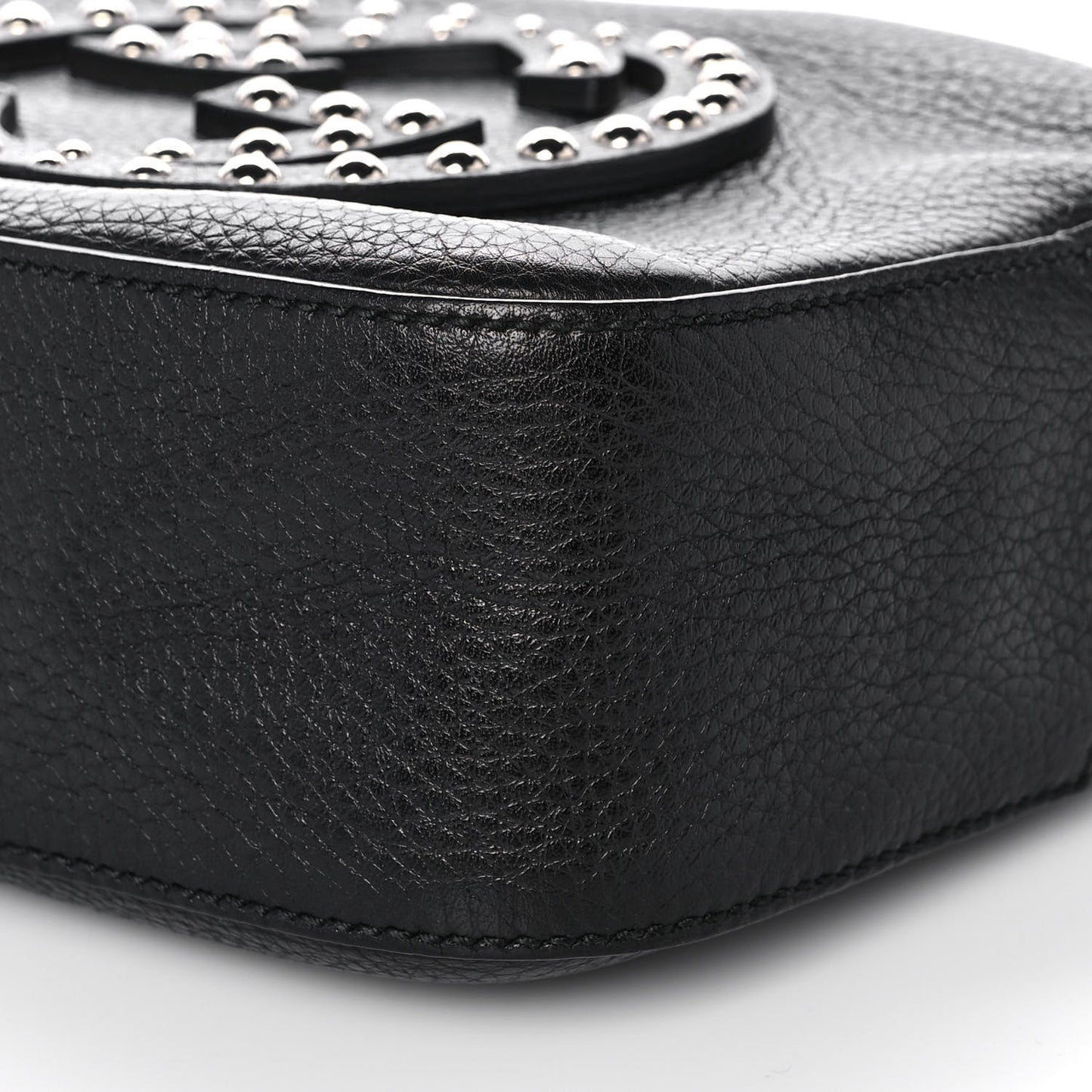 Pebbled Calfskin Studded Small Soho Disco Bag Black