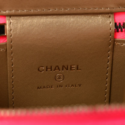 Chanel Patent Quilted Pearl Crush Mini Vanity Case With Chain Neon Pink 6 of 11