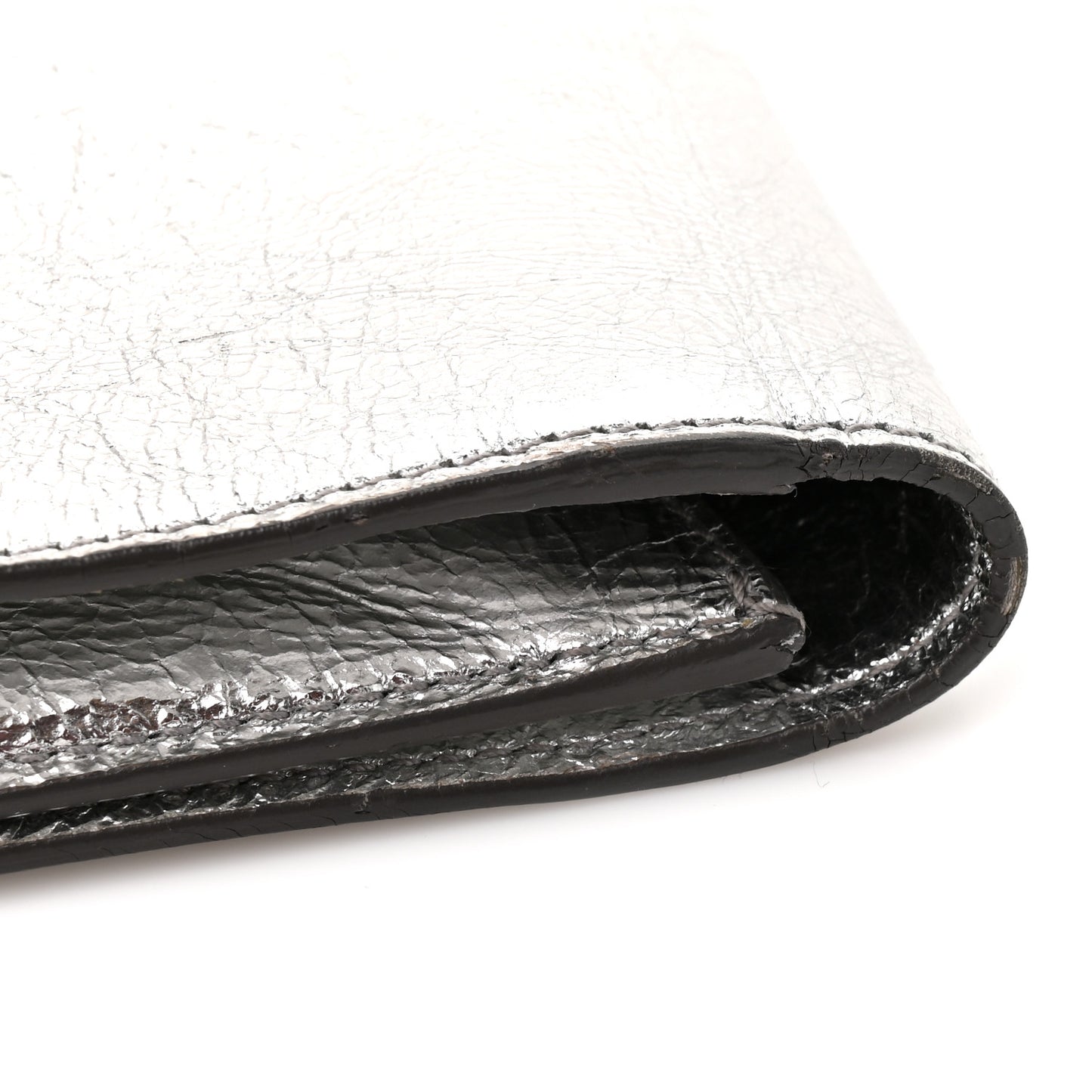 Metallic Calfskin Monogram Large Belle De Jour Clutch Silver