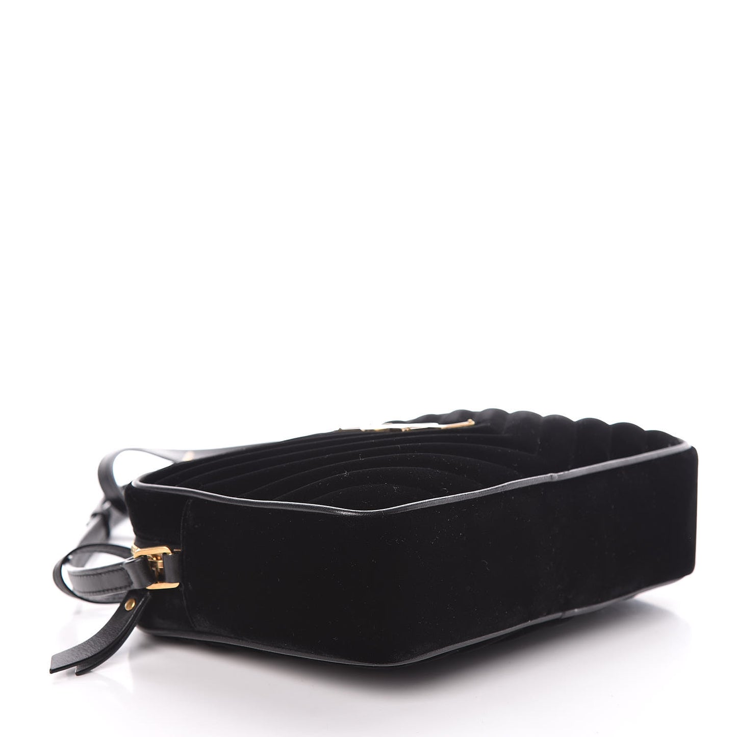 Velvet Matelasse Monogram Lou Camera Bag Black