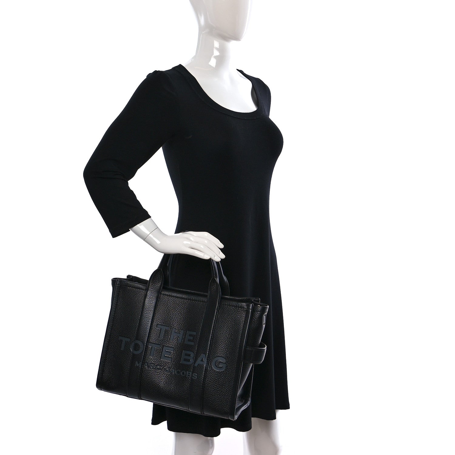 Marc Jacobs Grained Calfskin Medium The Tote Bag Black 2 of 9
