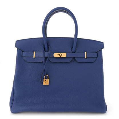 Hermes Togo Horseshoe Birkin 35 Bleu Royal 1 of 11
