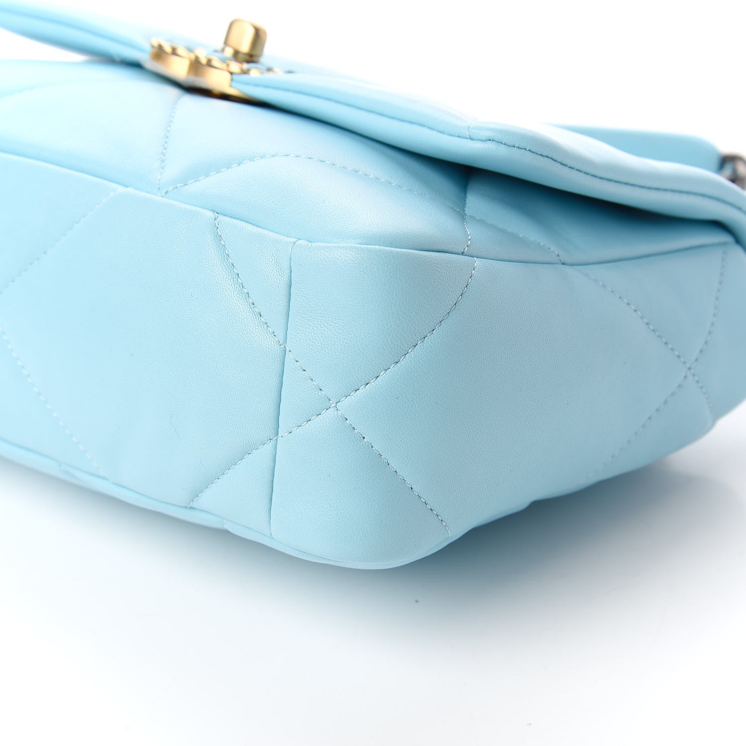 Chanel Shiny Lambskin Quilted Medium Chanel 19 Flap Neon Blue 7 of 11
