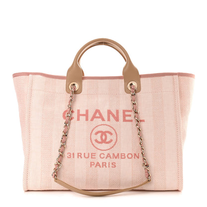 Chanel Mixed Fibers Calfskin Striped Medium Deauville Tote Light Pink 1 of 10