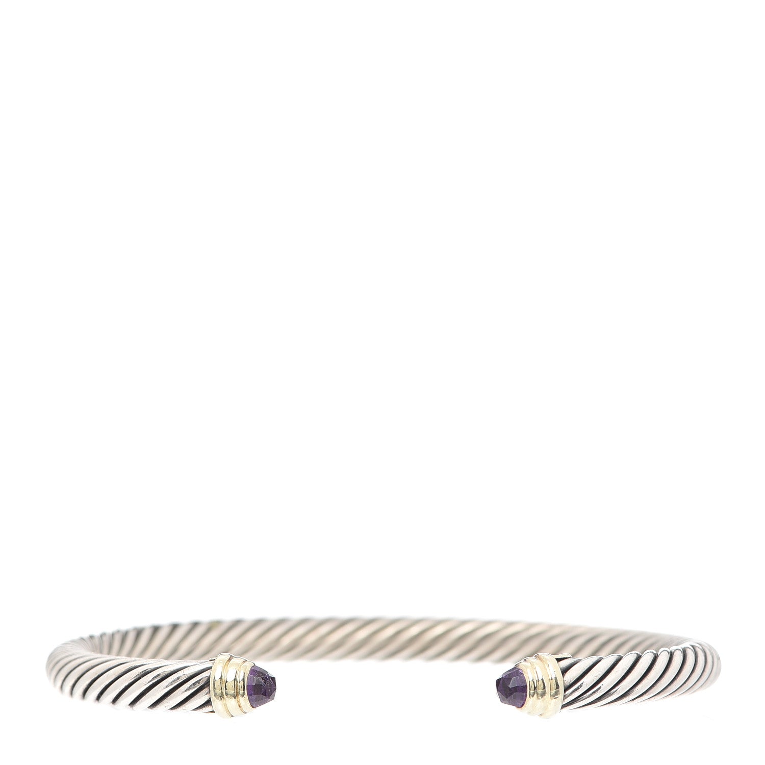 David Yurman Sterling Silver 14K Yellow Gold Amethyst 5mm Cable Classics Petite Color Bracelet 1 of 5