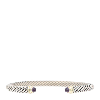 David Yurman Sterling Silver 14K Yellow Gold Amethyst 5mm Cable Classics Petite Color Bracelet 1 of 5
