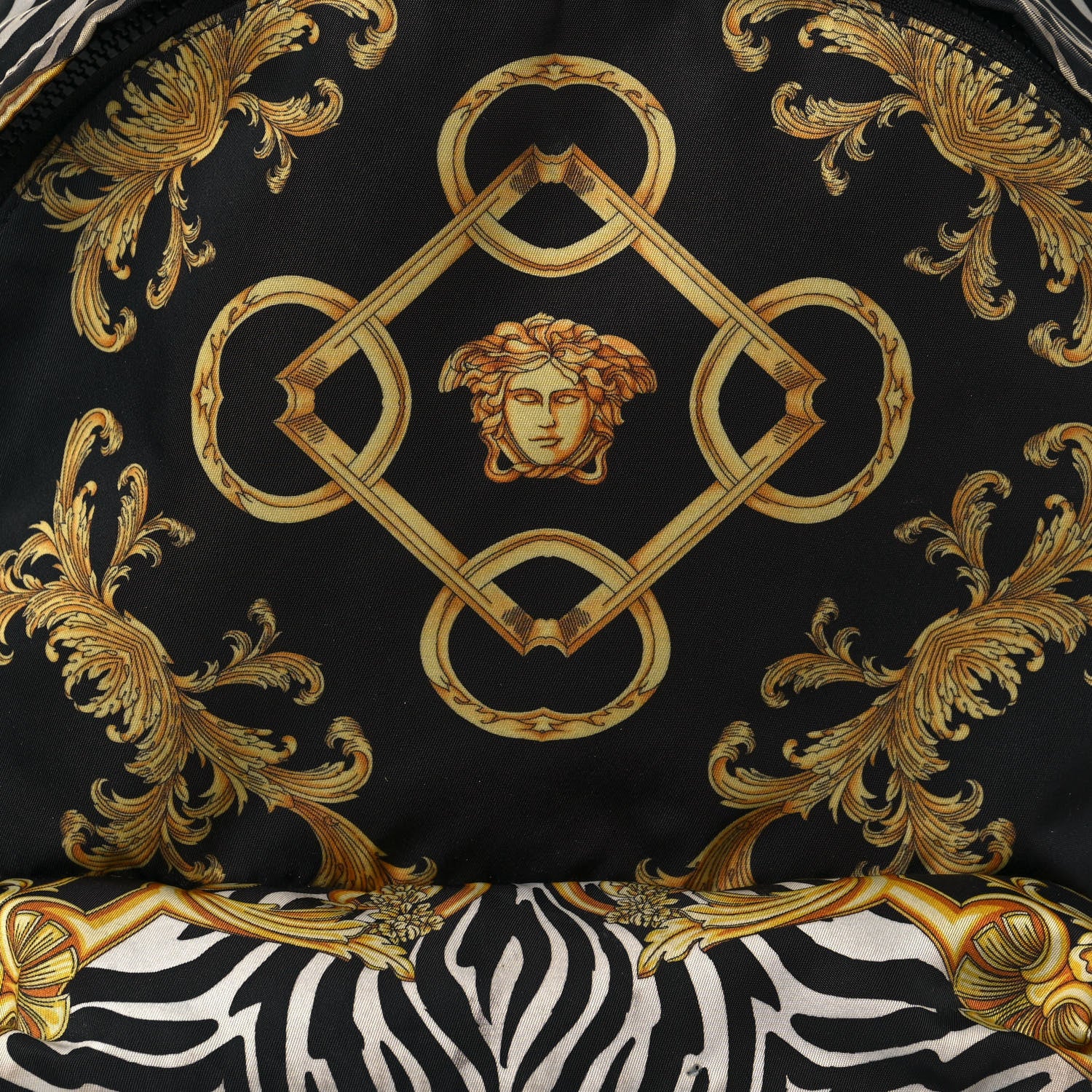 Versace Nylon Baroque Zebra Print Backpack Black Multicolor 9 of 18