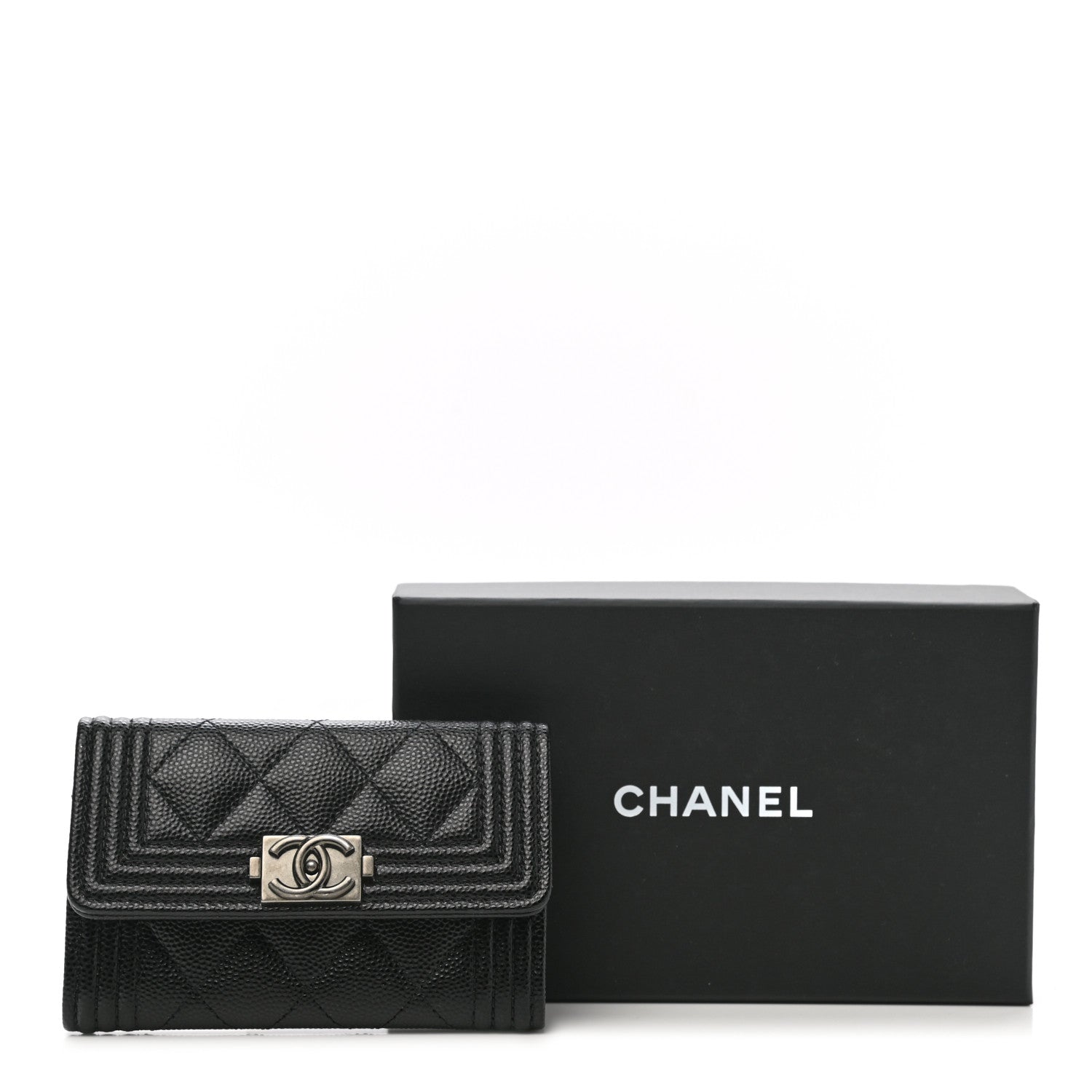 Chanel Caviar Quilted Boy Flap Card Holder Black 8 of 8