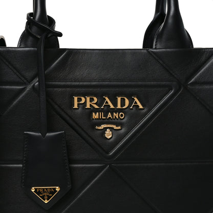 Prada Soft Calfskin Triangolo Symbole Embossed Small Tote Black 7 of 9