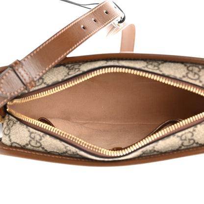 Gucci GG Supreme Monogram Azalea Calfskin Mini Retro Interlocking G Shoulder Bag Beige Ebony Brown Sugar 5 of 11