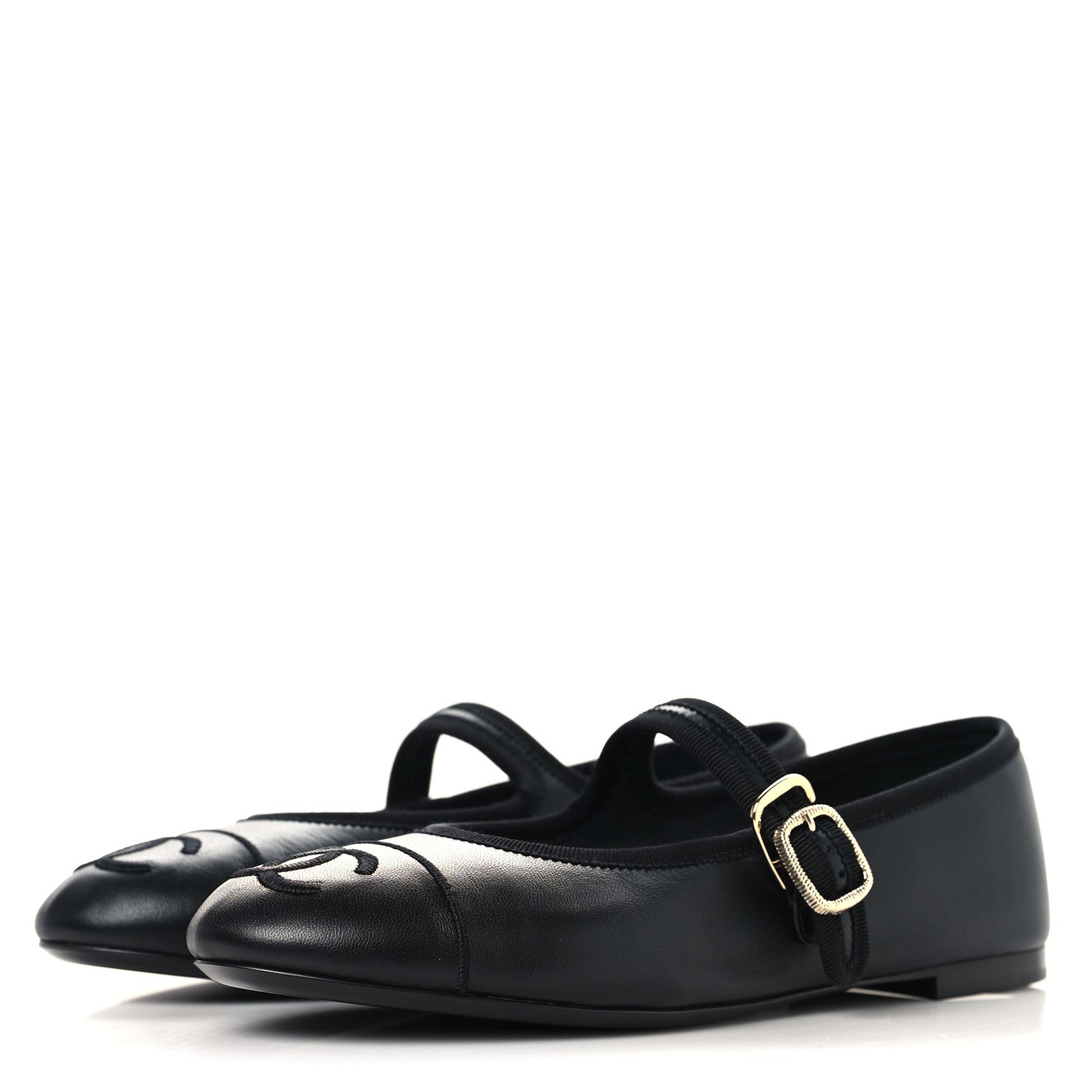 Chanel Lambskin Mary Jane Flats 37.5 Black 4 of 10