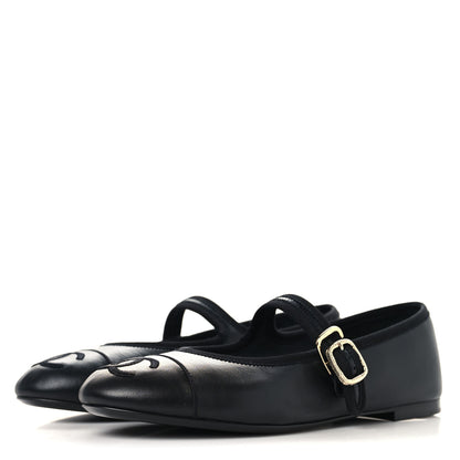 Chanel Lambskin Mary Jane Flats 37.5 Black 4 of 10