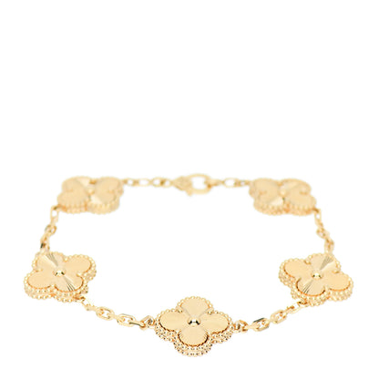 Van Cleef & Arpels 18K Yellow Gold 5 Motifs Guilloche Vintage Alhambra Bracelet 1 of 5