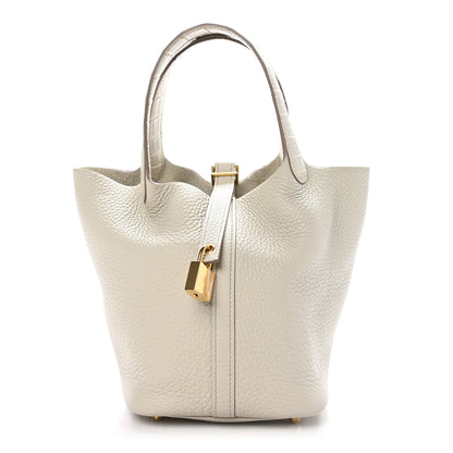 Hermes Taurillon Clemence Matte Alligator Picotin Lock Touch 18 PM Beton 1 of 13