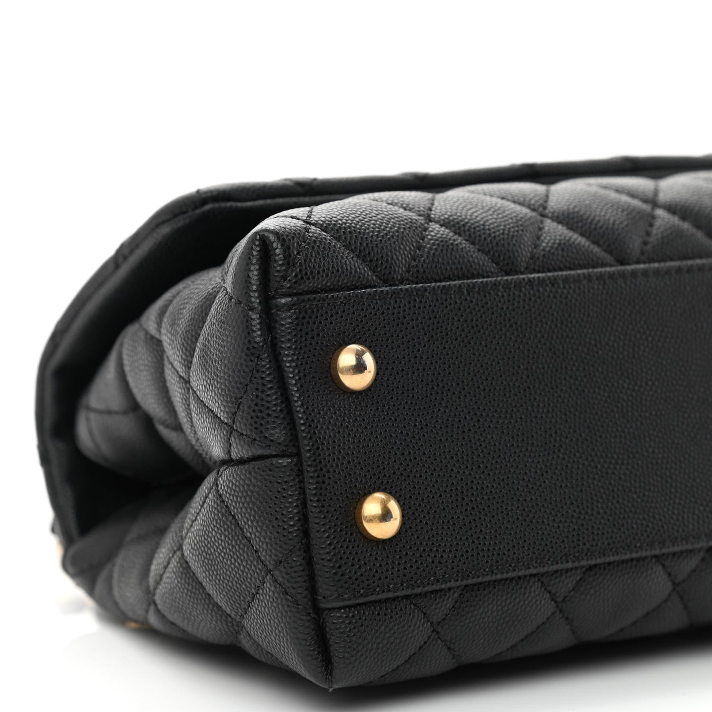 Caviar Lizard Embossed Quilted Mini Coco Handle Flap Black