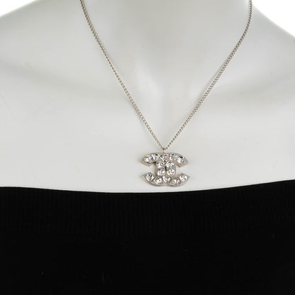 Chanel Crystal Heart CC Necklace Silver 2 of 6