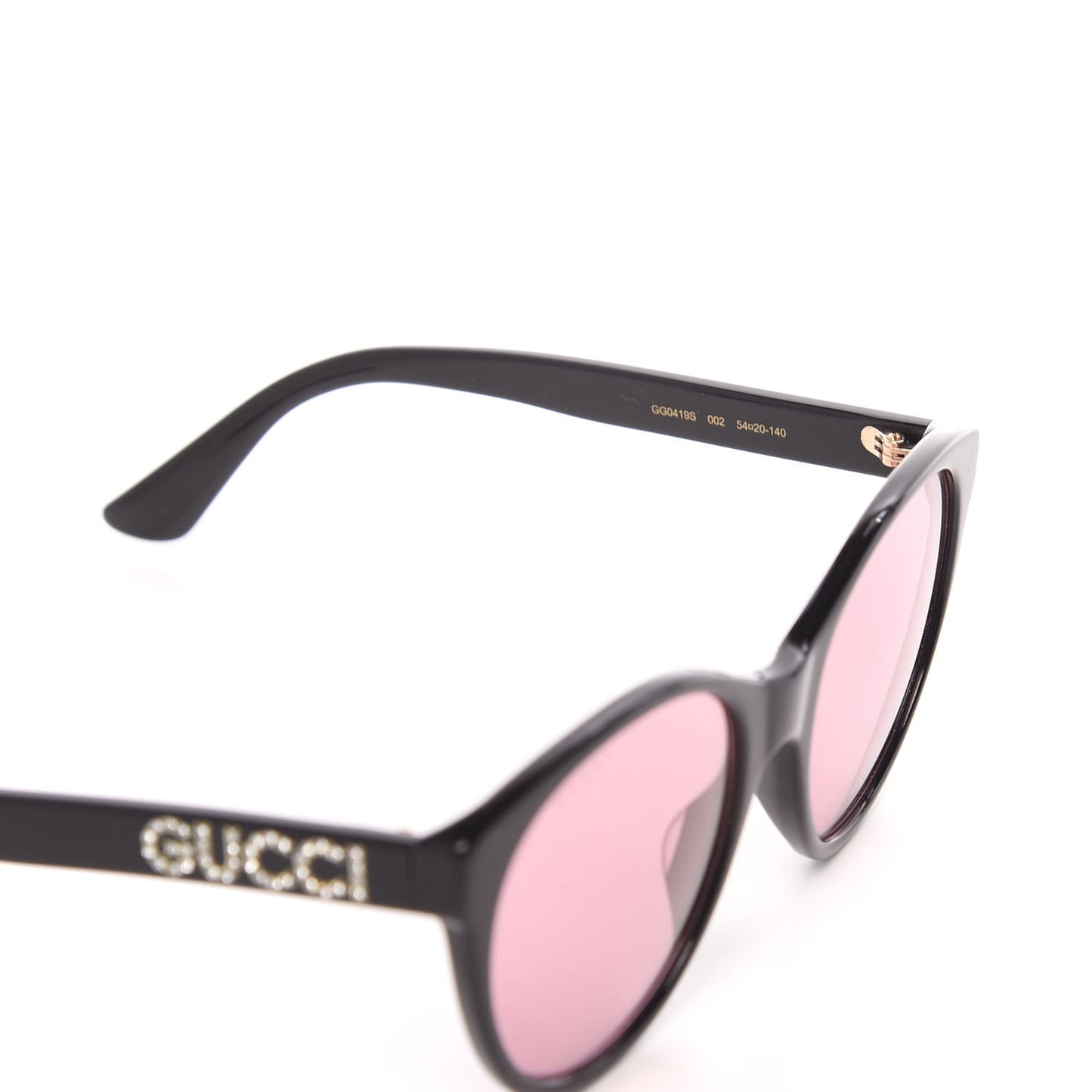 Crystal Round Frame Sunglasses GG 0419S Black