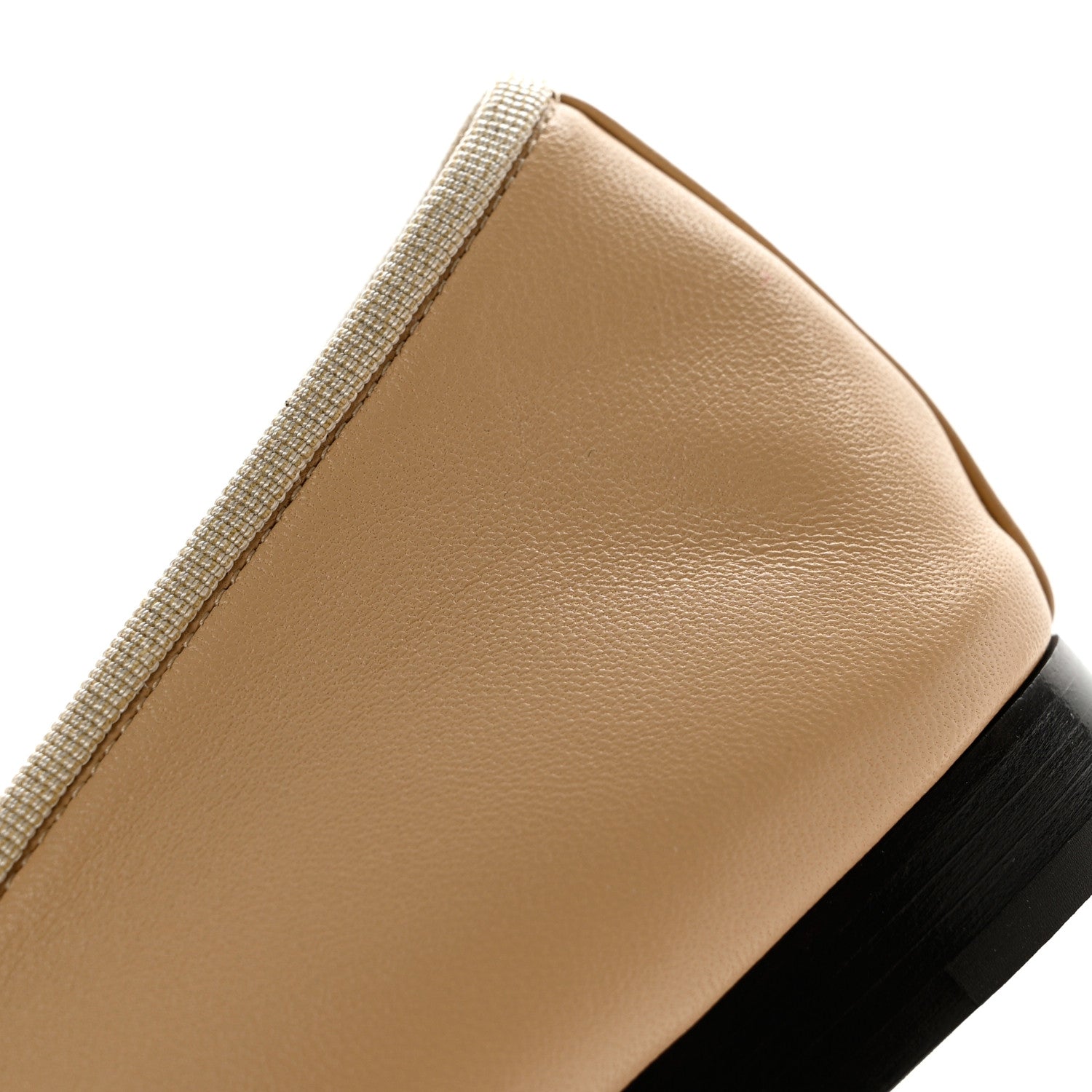 Chanel Lambskin Cap Toe CC Ballerina Flats 37.5 Beige Black 9 of 12