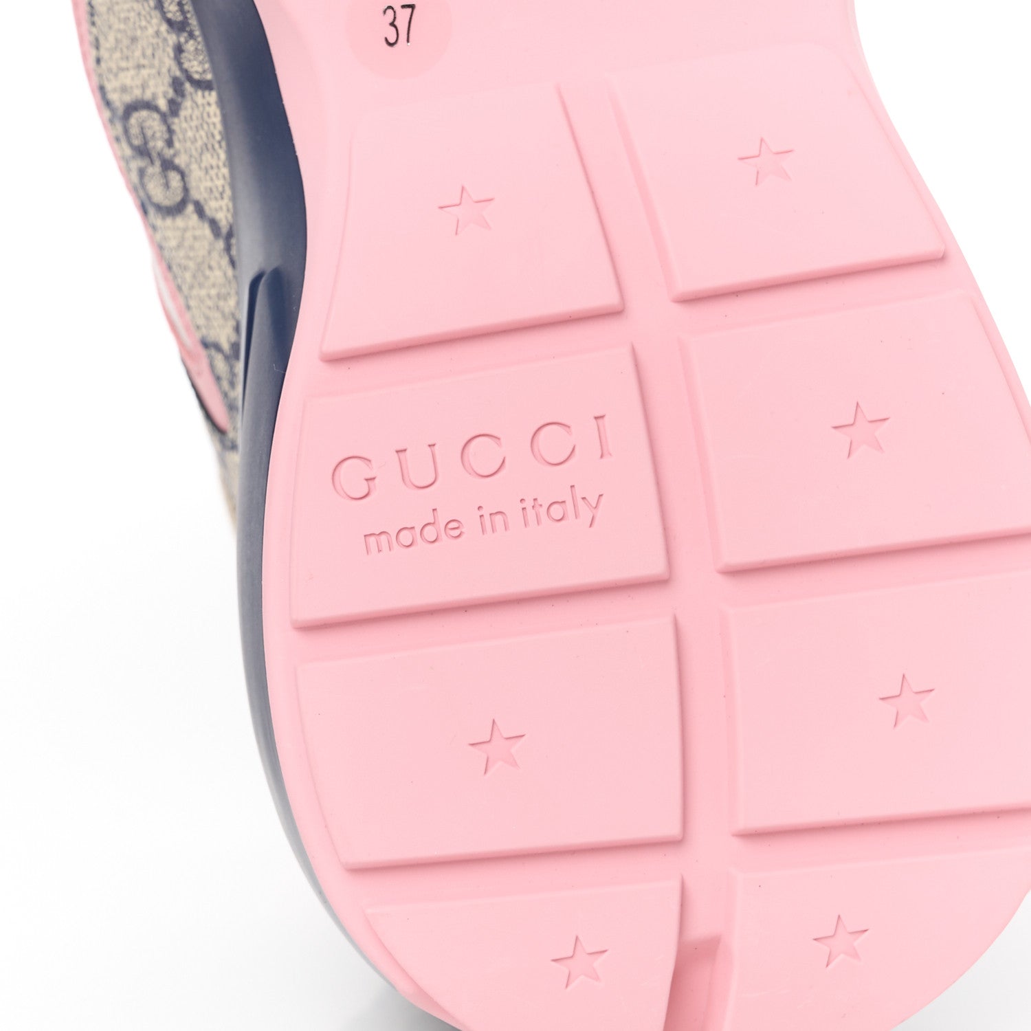 Gucci GG Supreme Monogram Mix Monogram Womens Rhyton Sneakers 37 Black Blue Wild Rose White Beige 6 of 8