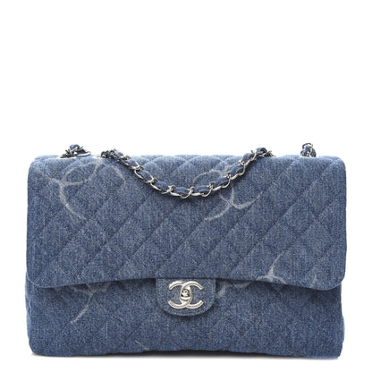 Chanel Denim Quilted CC Print Jumbo Single Flap Blue 1 of 11