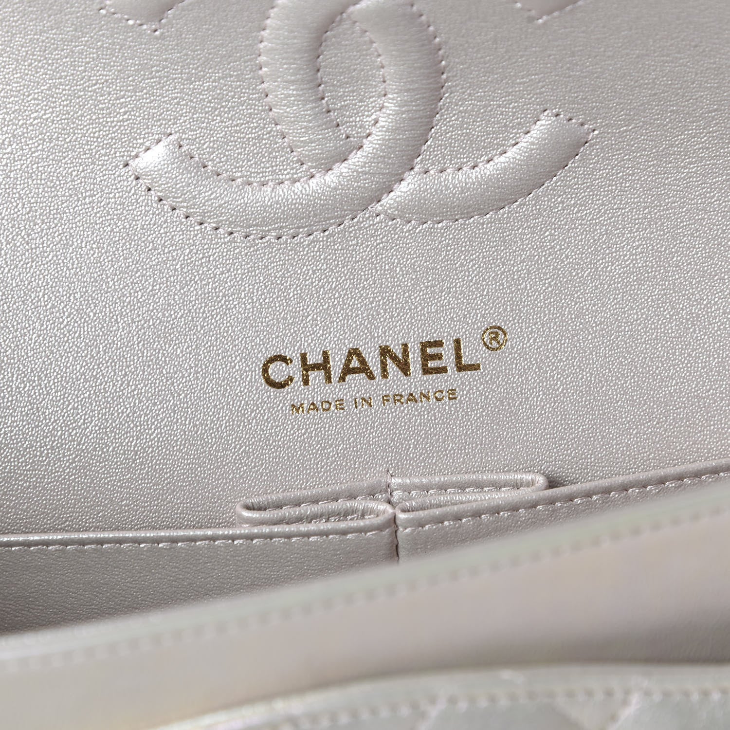 Chanel Iridescent Lambskin Quilted Medium Double Flap Ivory 8 of 11