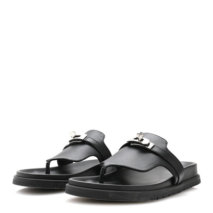 Hermes Calfskin Womens Empire Sandals 36.5 Black 4 of 9