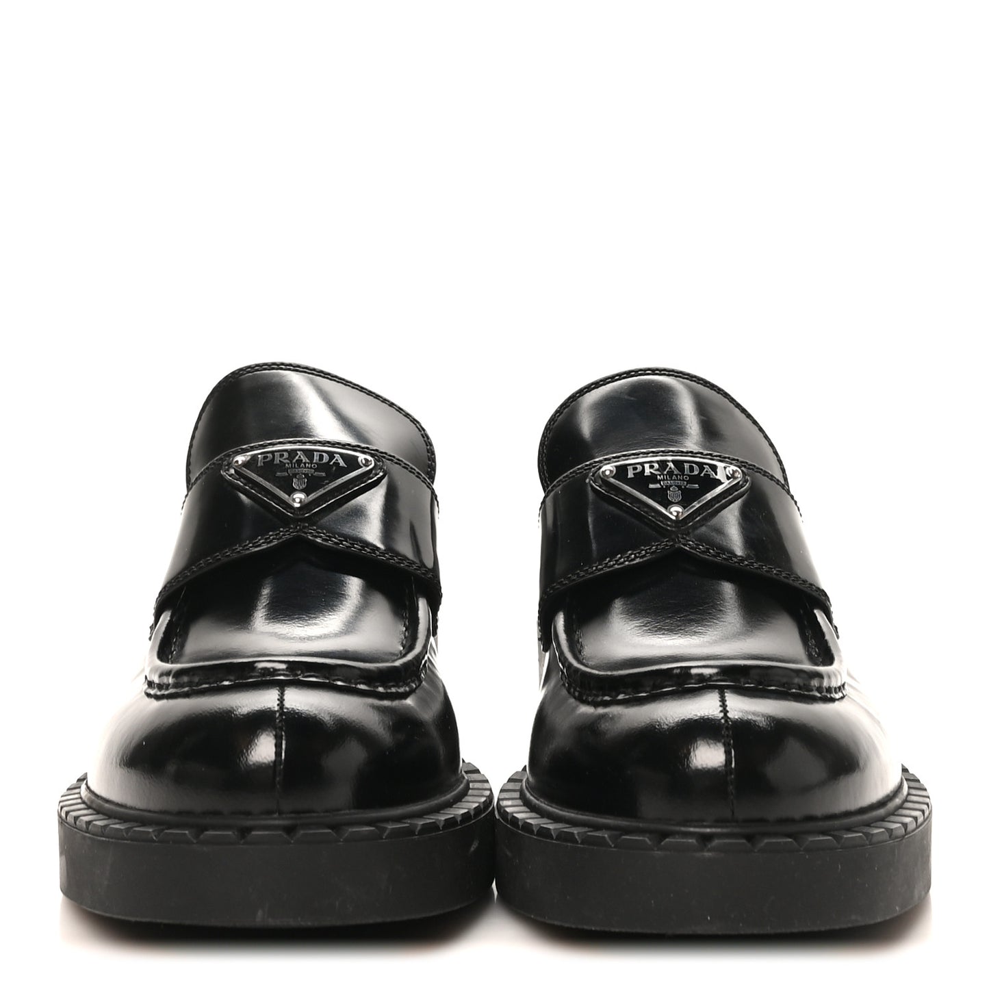 Spazzolato Metal Triangle Logo 50mm Loafers 40 Black