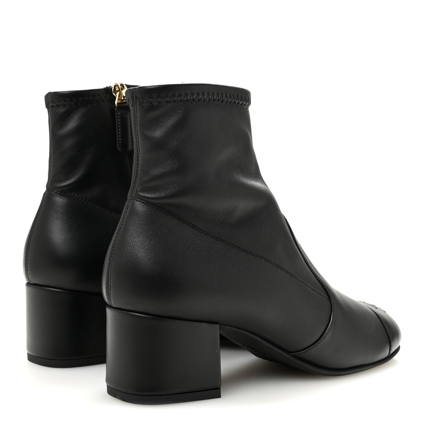 Chanel Stretch Lambskin Cap Toe CC Uniform Short Boots 36 Black 5 of 10