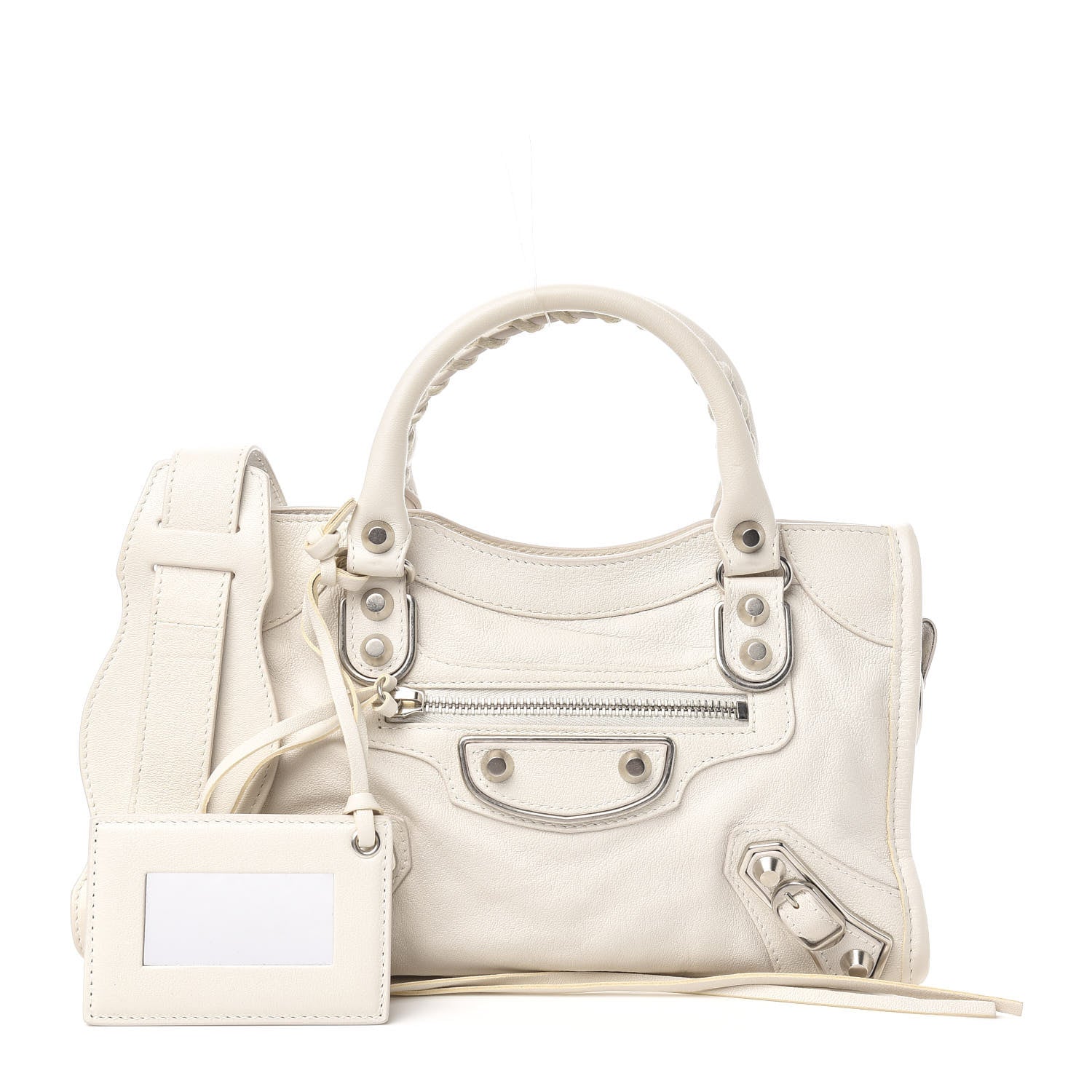 Balenciaga Chevre Silver Metallic Edge Hardware Mini City White 1 of 9